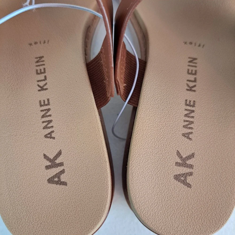 Anne Klein‎ AKLALASA Wedge Sandal Womens 7 Cognac New iFlex Platform 1242-629